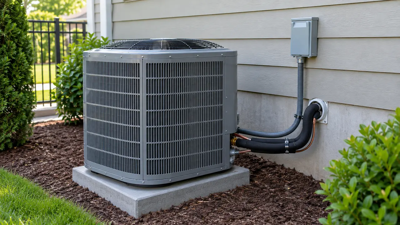 Completed residential outdoor air conditioning condenser replacement